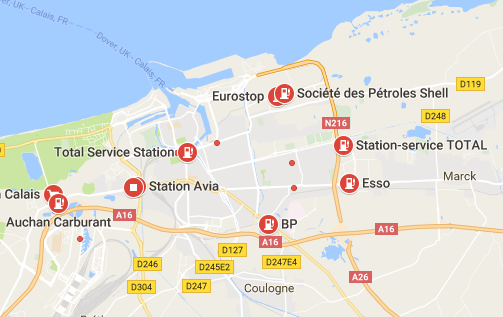 Service stations near Calais