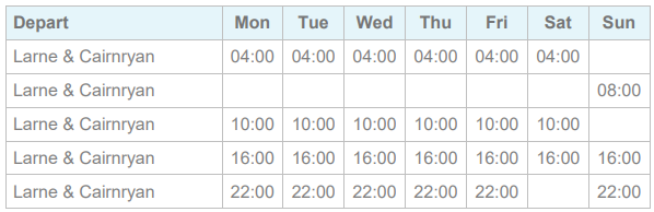 P&O ferries larne cairnryan schedule 04/04/2020